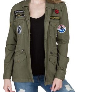 VELVET BY GRAHAM & SPENCER ANDREEA PATCH COTTON ARMY JACKET
